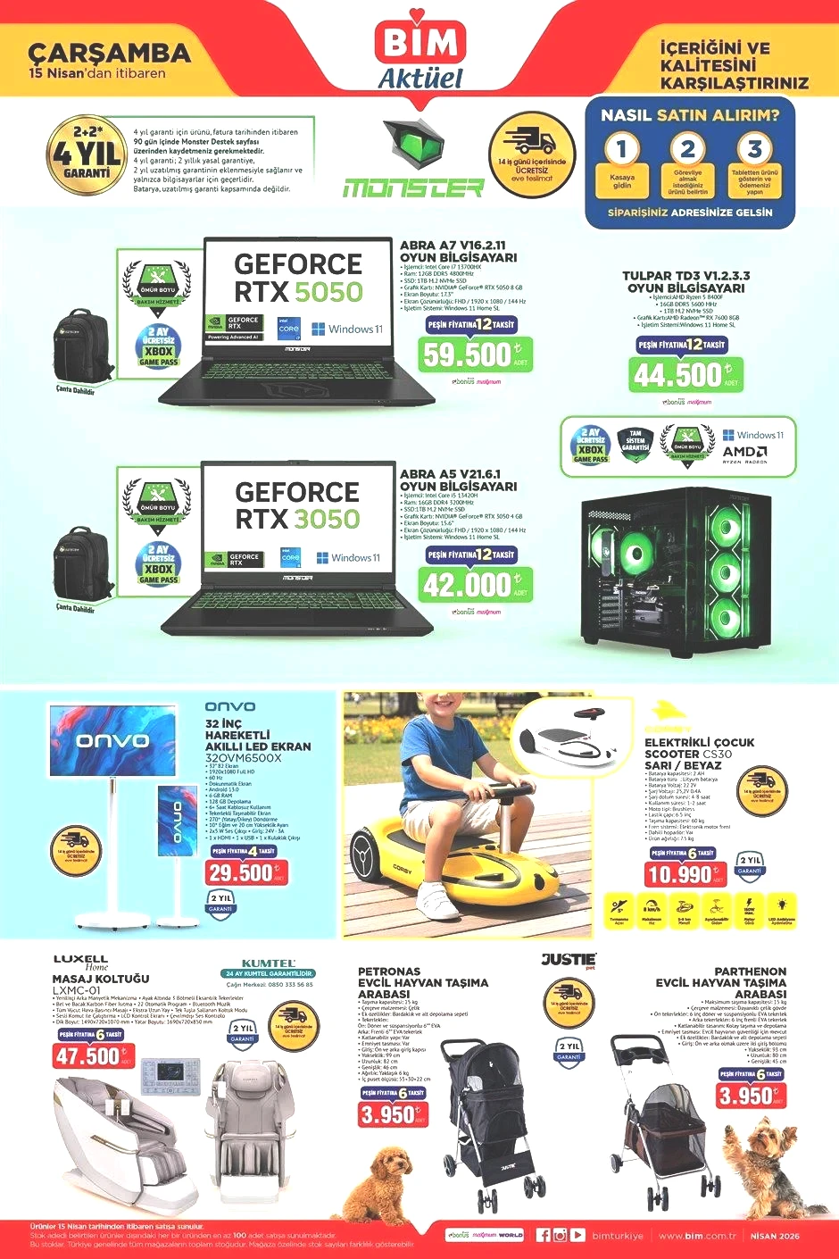 15 NİSAN ÇARŞAMBA BİM EVE TESLİM KATALOĞU